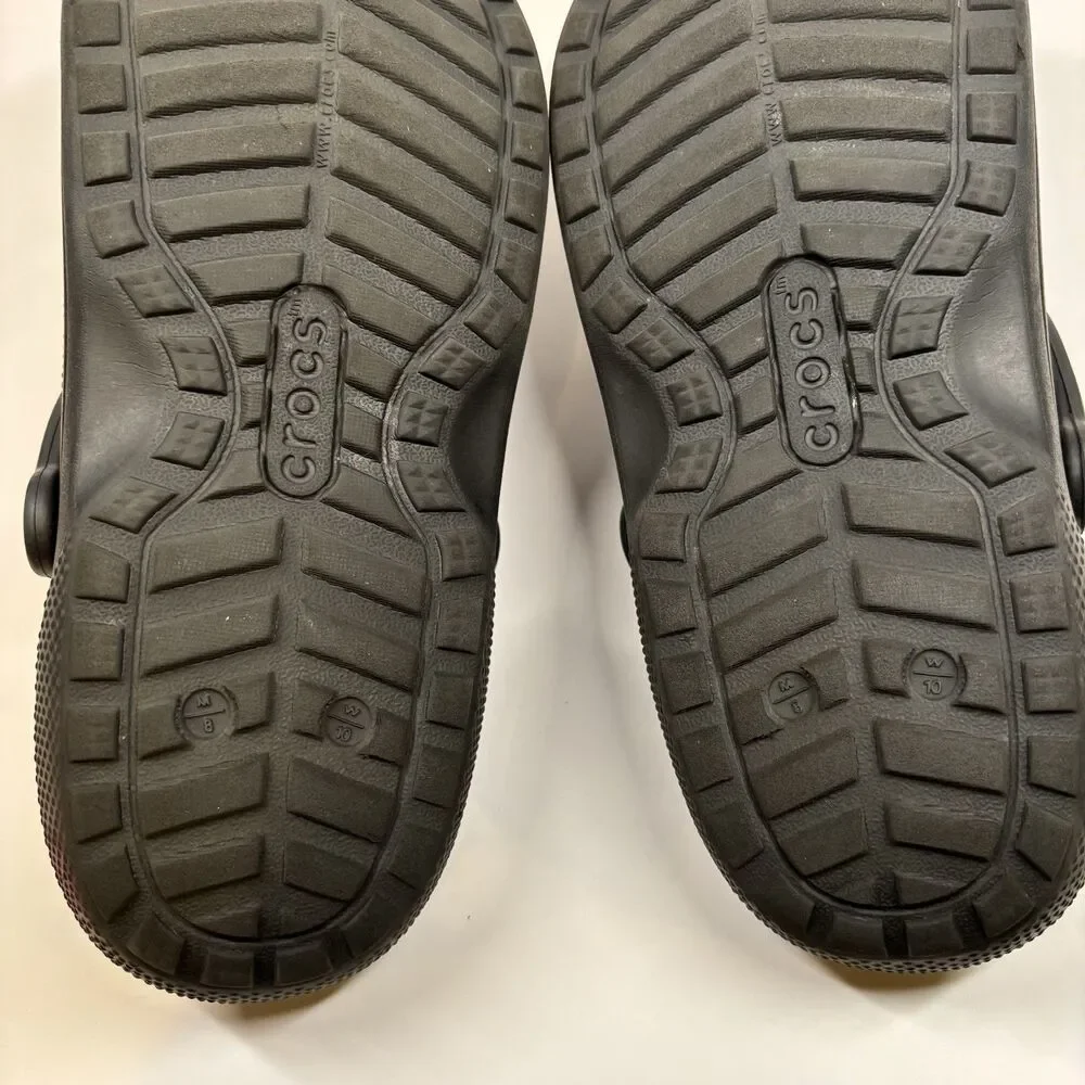 Crocs Dual Comfort Men’s 8/Women’s 10 Black Fur Lined Slip On Clog Shoes Sandals
